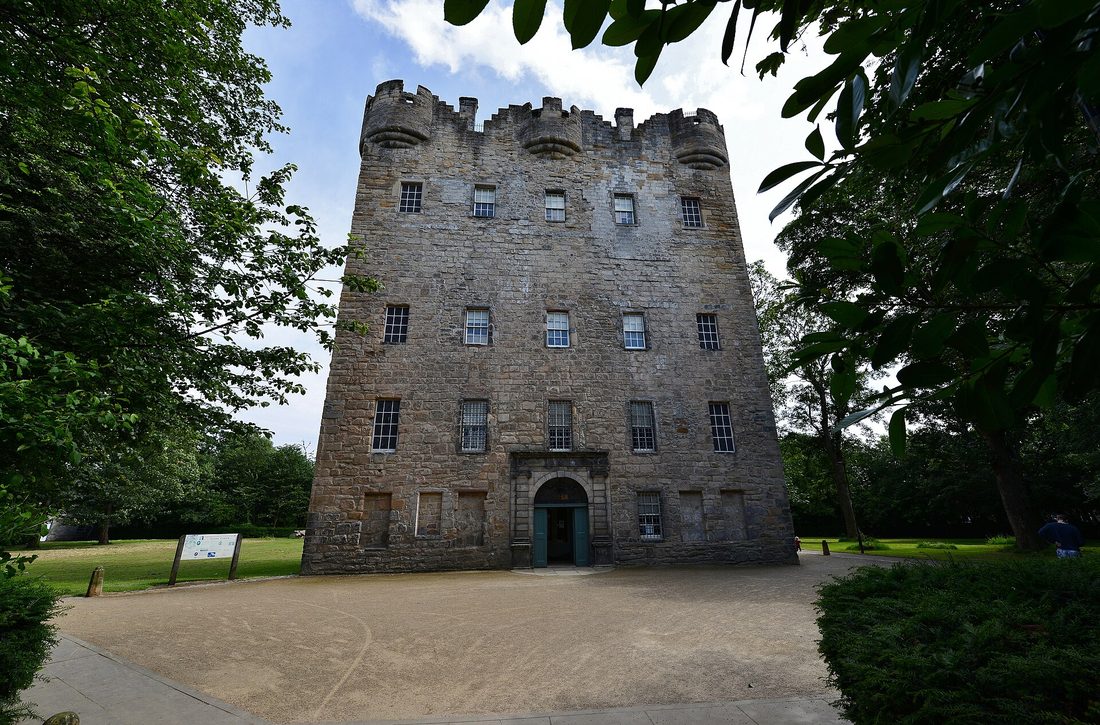 The arched medieval main entrance of Alloa Tower, dating from the 14th century.